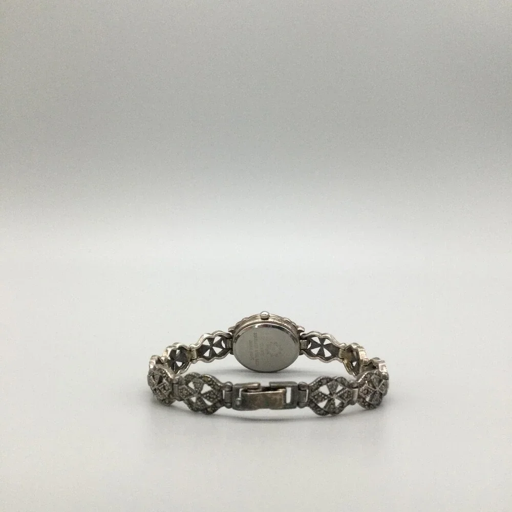 Vintage Marcasite Womens Watch 20mm 925 Sterling Silver New Battery 7.25